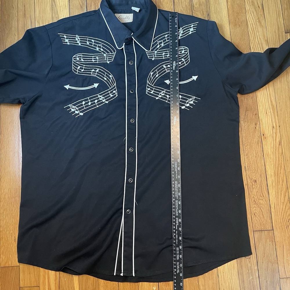 Scully Mens XXL Black Western Shirt Embroidered Musical Notes Pearl Snap Cowboy - Picture 8 of 8